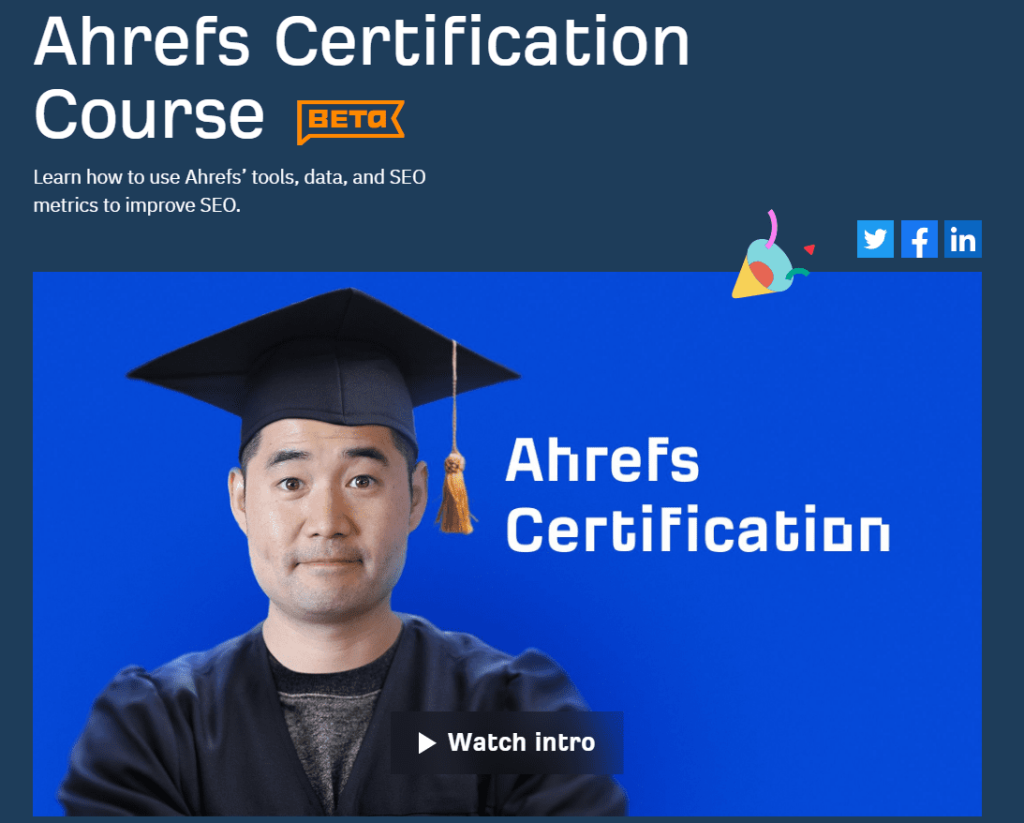 Ahrefs SEO Certification overview
